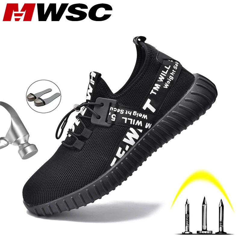 

MWSC Work Safety Shoes Boots For Men Light Construction Shoes Male Anti-smashing Steel Toe Cap Shoes Indestructible Sneakers Men
