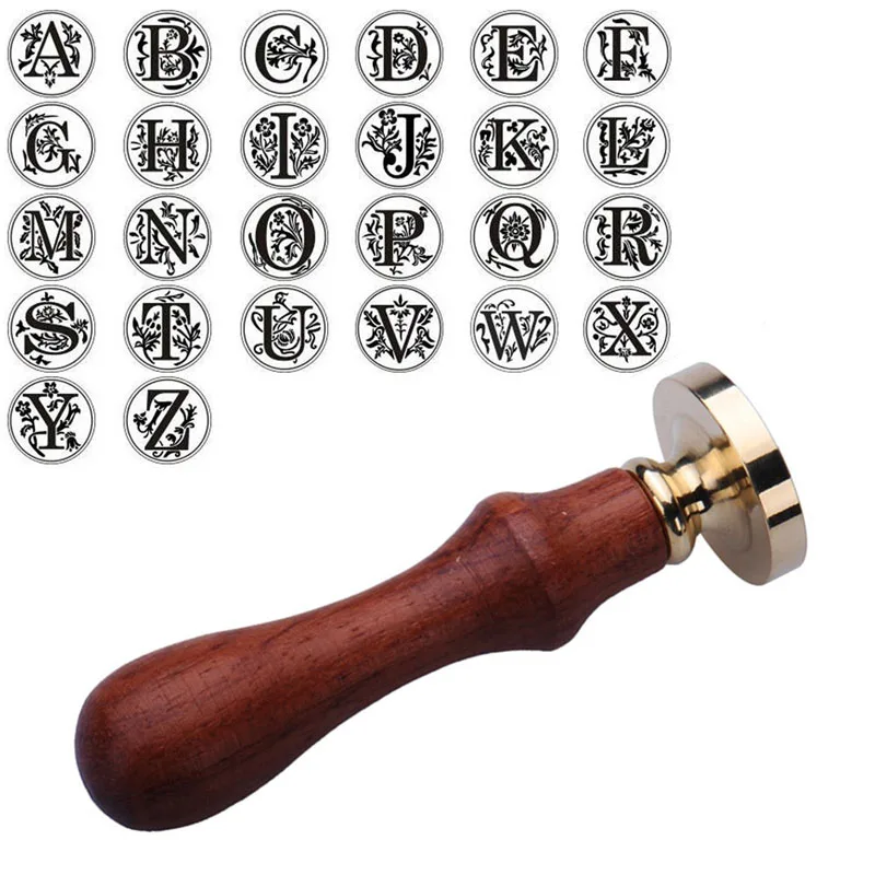 1 шт. деревянная ручка и 26 Алфавит воск печать головы штамп набор Ретро