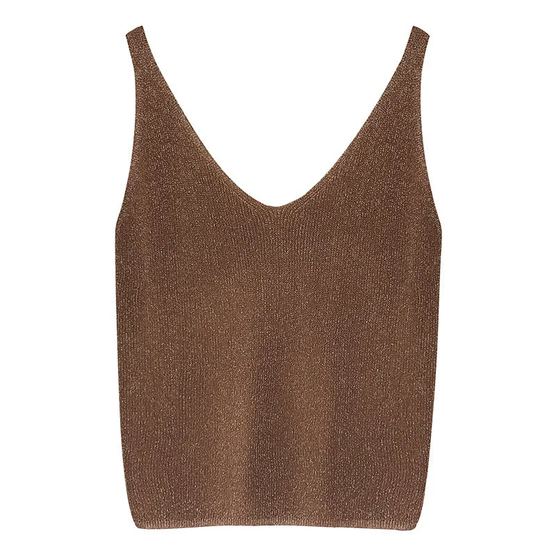

Sleeveless Elastic Knit Woman Sling Top Female T-Shirt Umbilical Bottoming Camisole Slim skirt Small Vest Traf Women's Tube Top