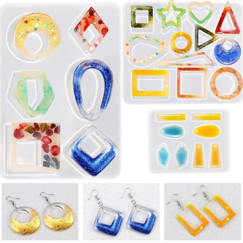 

Geometric Pendant Epoxy Resin Molds DIY Earrings Necklace Silicone Mould Handmade UV Resin Art Crafts Jewelry Making Tools