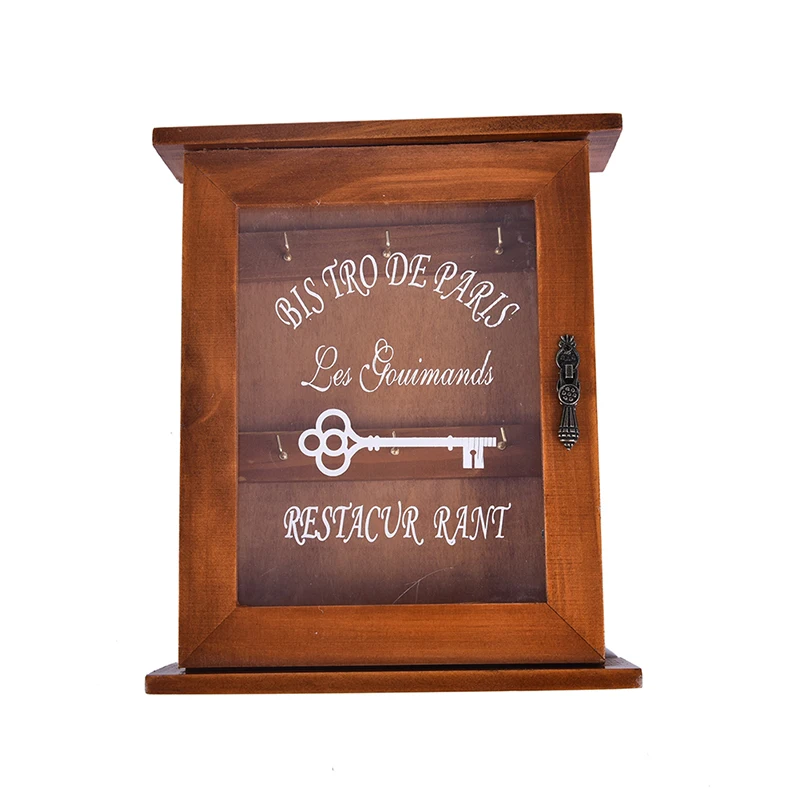 Деревянная ключница в европейском стиле с 6 крючками настенная ручной работы