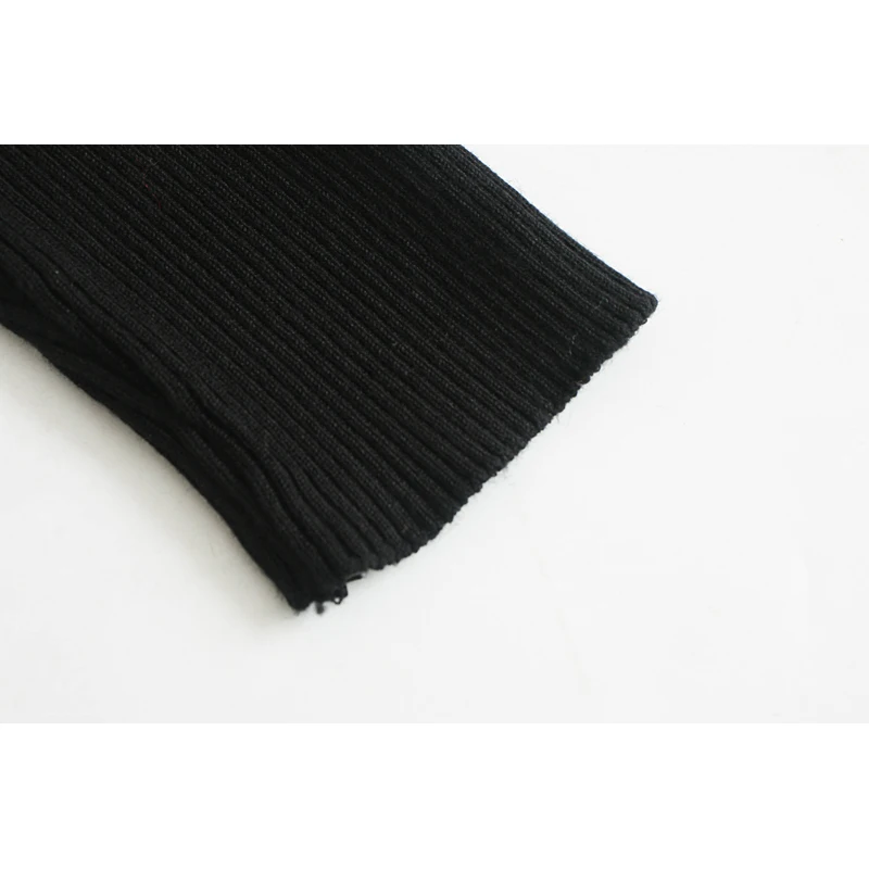 Za 2019 вязаное платье украшение на пуговицах черное женское элегантное мини с