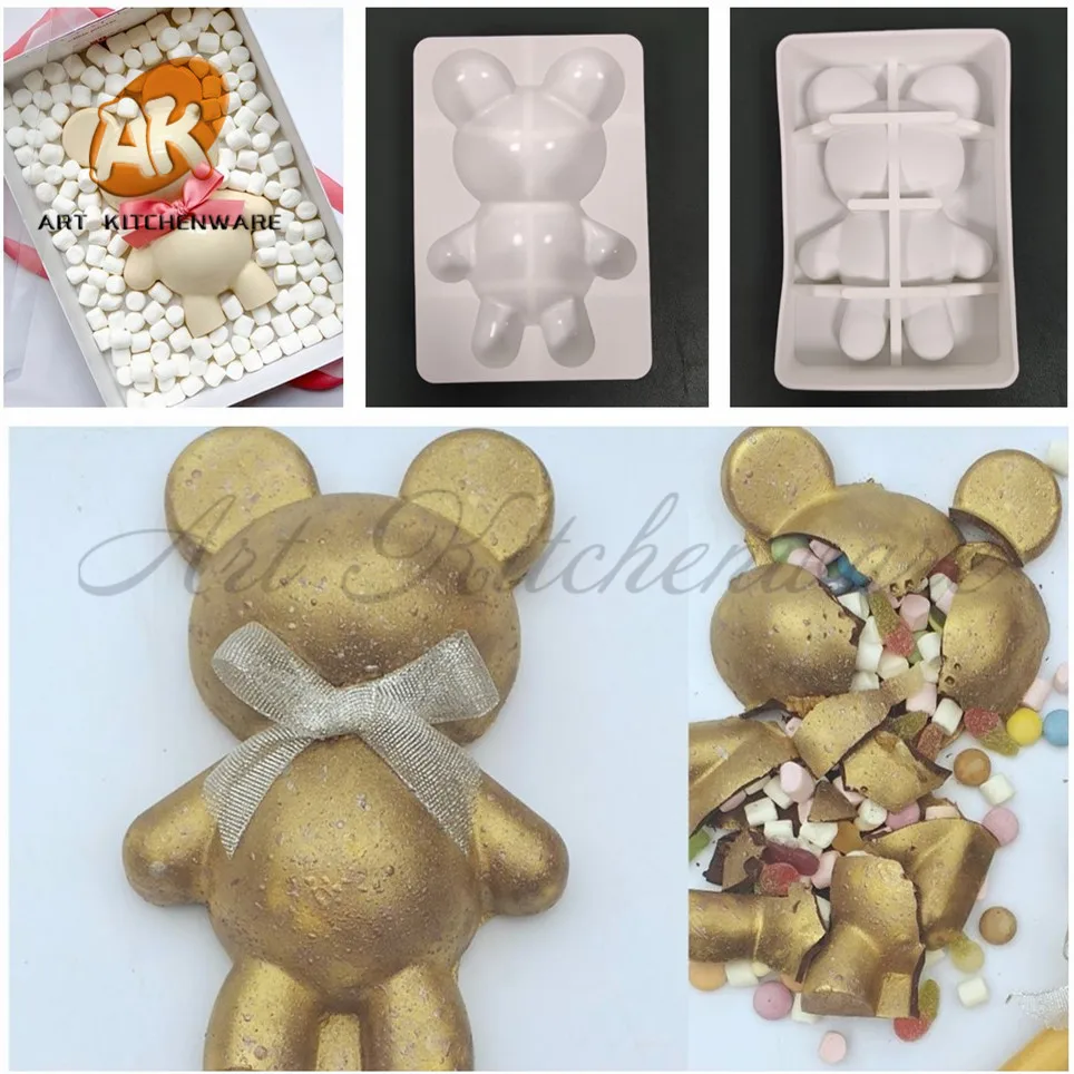 

​Large Size 3D Lovely Baby Bear Silicone Mousse Mold Creative Breakable Chocolate Mould Cake Decorating Tools Baking Accessories