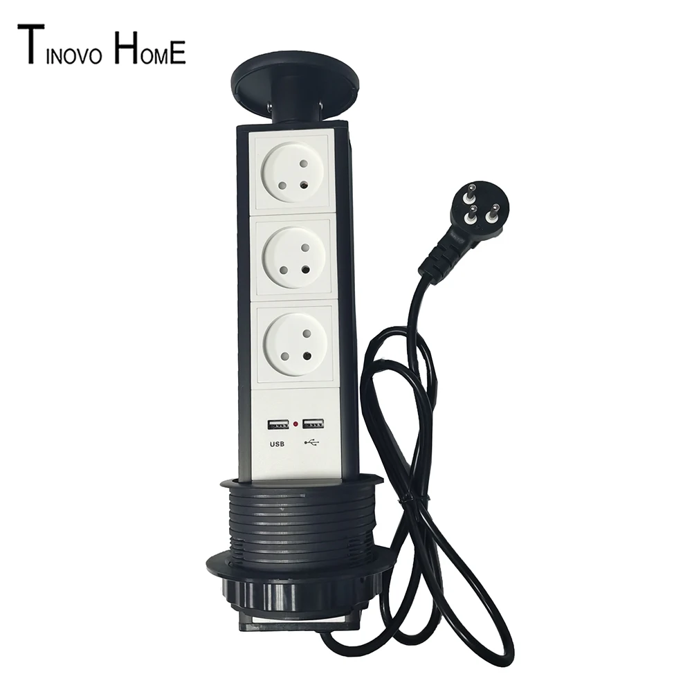 Штепсельная розетка европейская стандарта США и Австралии кухонная выдвижная