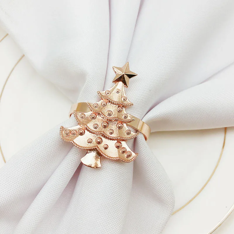 

10 / PCS Hotel Western Restaurant Christmas tree napkin buckle Silver Napkin Ring