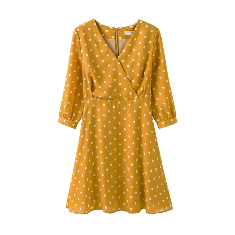 Женское короткое винтажное мини-платье в горошек Элегантное летнее платье с
