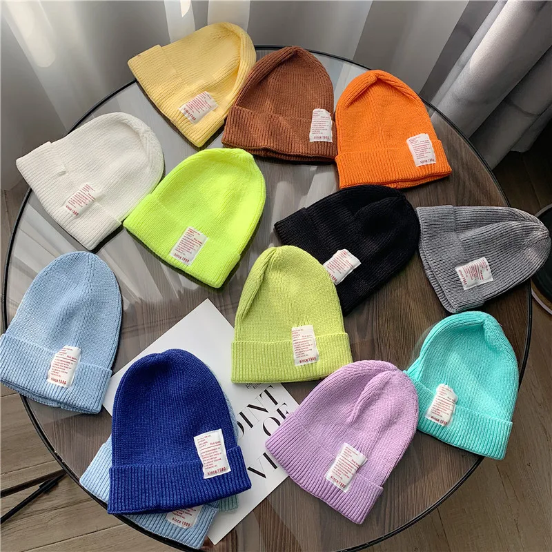 Японская вязаная шерстяная шапка с маркировкой в стиле хип-хоп для мужчин и