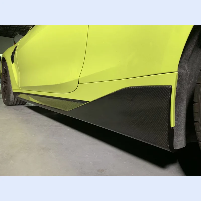 Для BMW New M3 M4 G80 G82 G83 2021 2 шт./компл. сухое углеродное волокно боковая юбка удлинитель