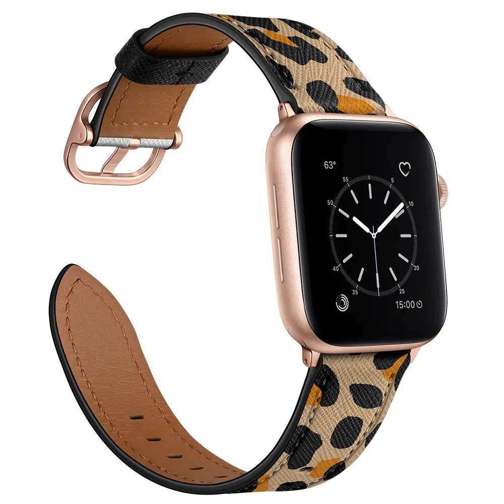 

New Design Luxury Square Clasp Leather Strap for Apple Watch Band 40mm 44mm 38mm 42mm Bracelet for iWatch Series 6 SE 5 4 3 Belt