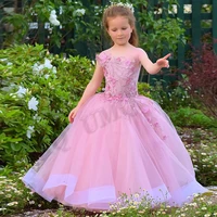 2022 pink fancy aline backless couture flower girl dress birthday wedding party dresses costumes first comunion custom made