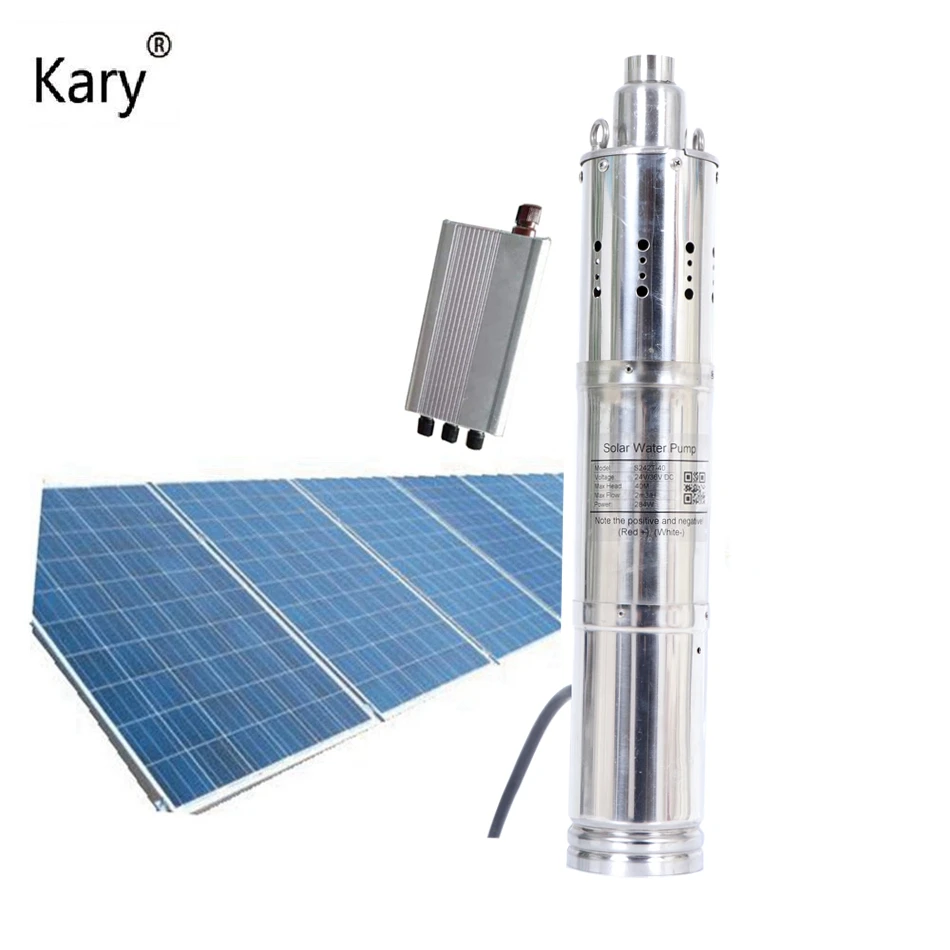 

Kary 3 дюйма max lift 30 м 3 м3/ч солнечный насос, 24 В 36 В dc Бесщеточный Погружной Солнечный насос, внешний MPPT контроллер