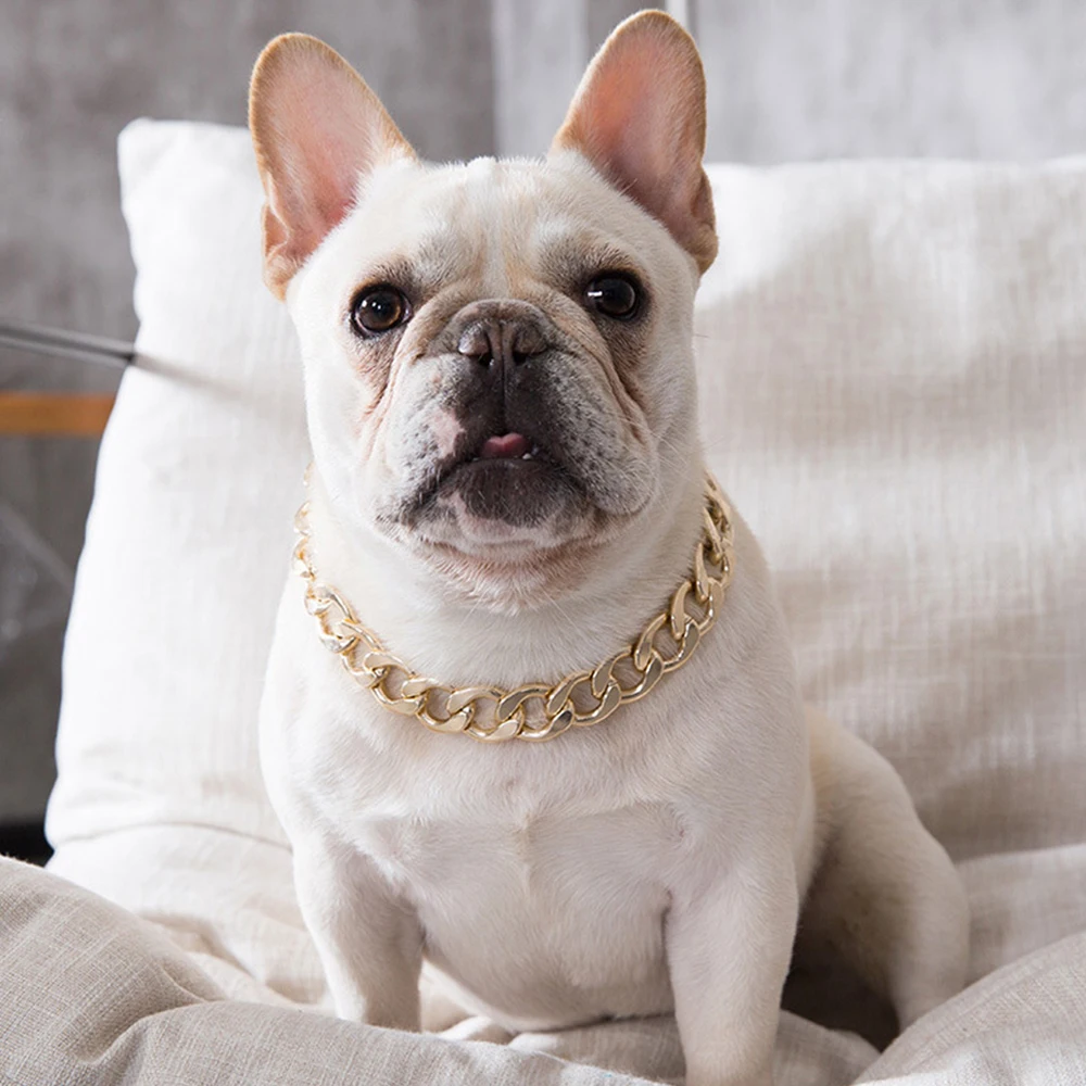 

Gold Dogs Chain Adjustable Dog Collar Decoration Metal Accessories Puppy Collars Solid Pet Necklace Supplies Pitbull Small Dogs