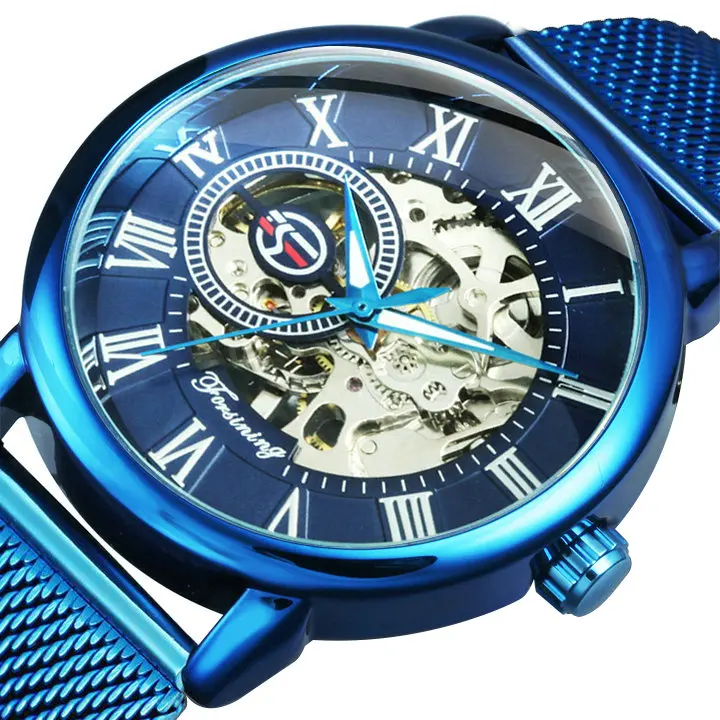 Часы наручные Forsining Мужские механические брендовые роскошные часы скелетоны с