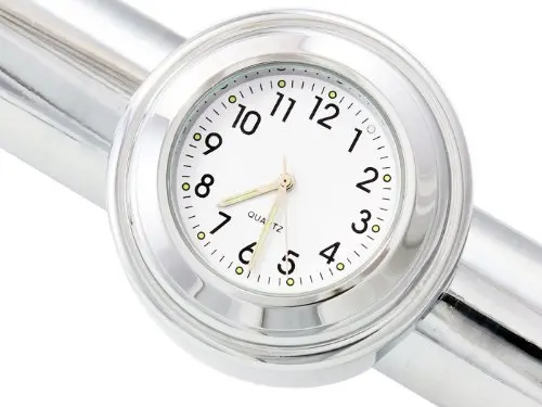

22-24mm Motorcycle Handlebar Noctilucent Aluminum Alloy Chrome White Dial Clock for Yamaha Kawasaki Honda Suzuki Harley Davidson