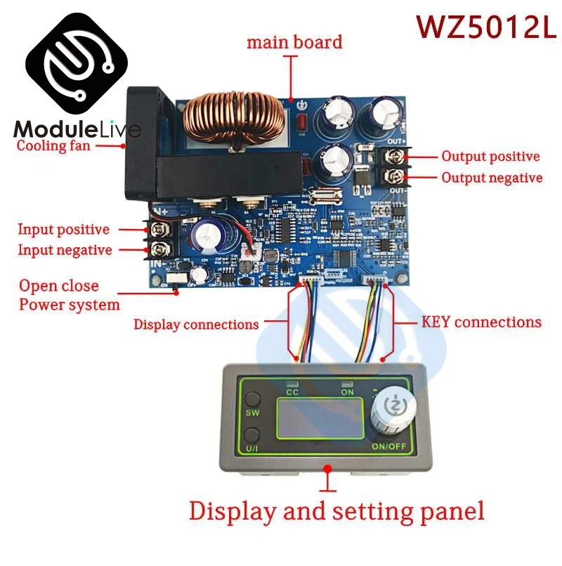 Понижающий преобразователь постоянного тока WZ5020L WZ5012L понижающий модуль питания CC CV 50 В 20 А 1000 Вт 600