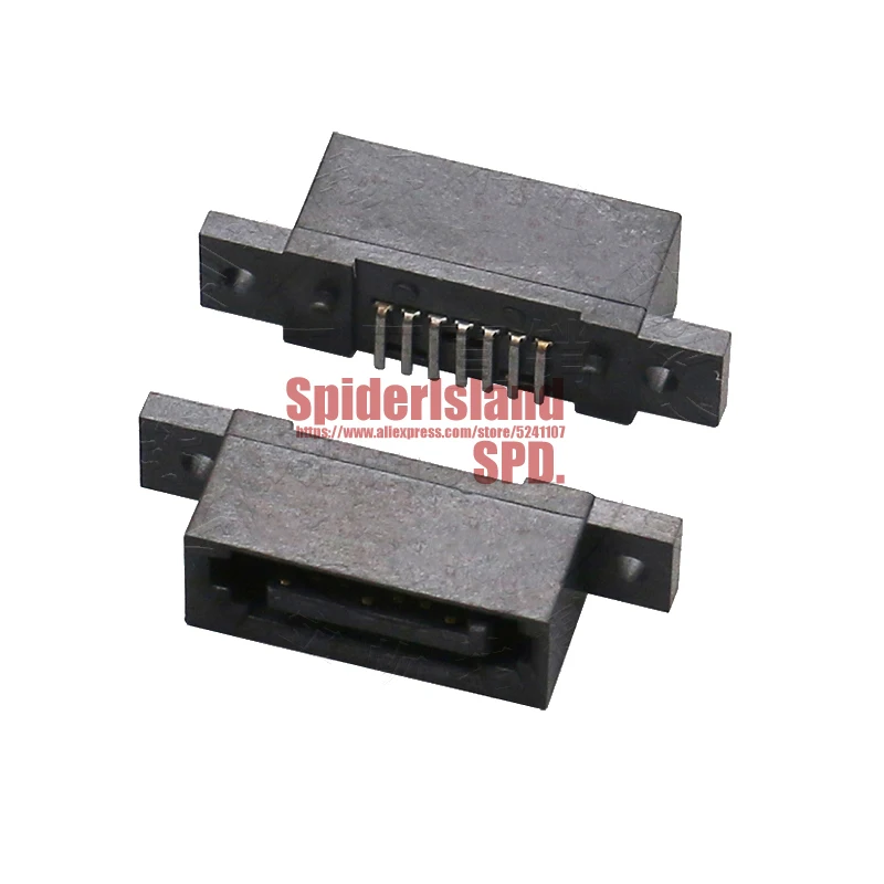 Kaufen 500 Stücke SATA 7P Stecker All-Inclusive Vertikale SMT Mit Positionierung Schraube Loch Stecker Buchse Für DIY Weld Slot