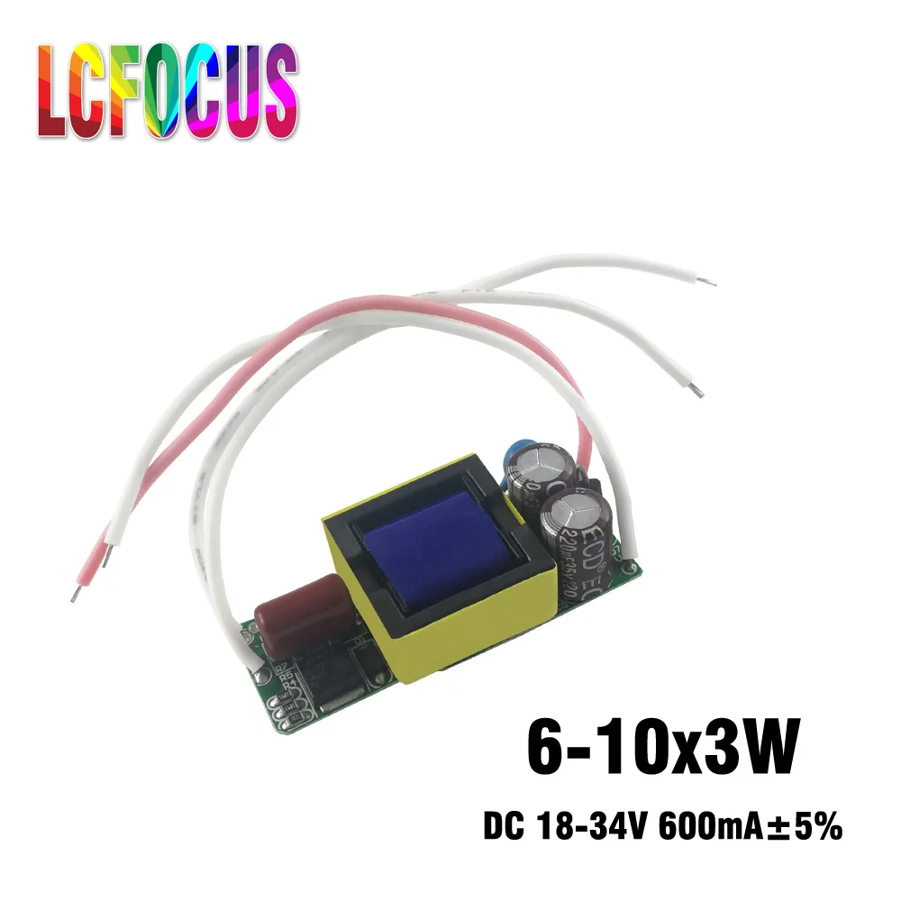 

6-10x3W 18W 21W 24W 27W 30W 18-34V LED driver Constant current 600mA LED Lighting transformer For High bay light
