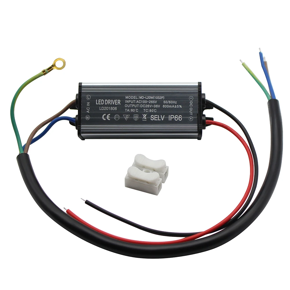Алюминиевый светодиодный драйвер IP66 20 Вт 100 мА 265 В переменного тока источник