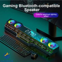 wireless bluetooth compatible gaming speakers super bass subwoofer hifi stereo surround soundbar with led display for computer