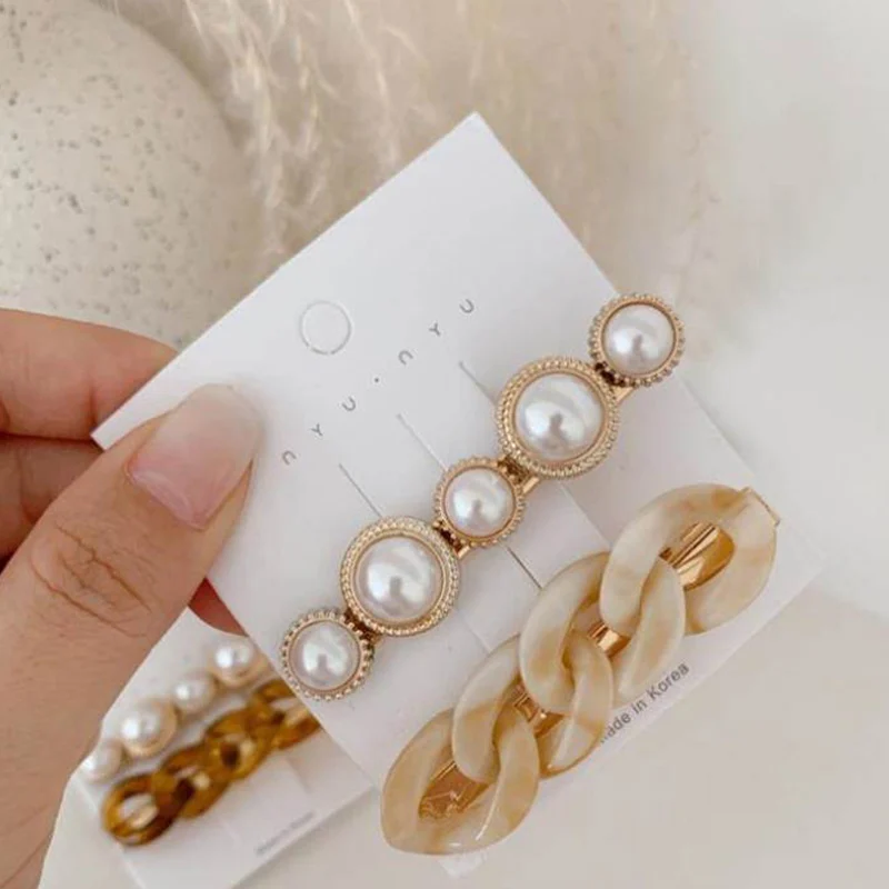 Супер модная ins цепи жемчуг заколка для волос сочетание в стиле Джокер клип челка