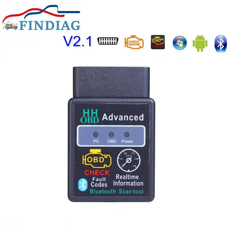 

ELM327 Bluetooth V2.1 HHOBD obd2 Scanner Car Diagnostic Scan Tool HHOBD Adapter Interface For Android PC Support OBDII Protocols