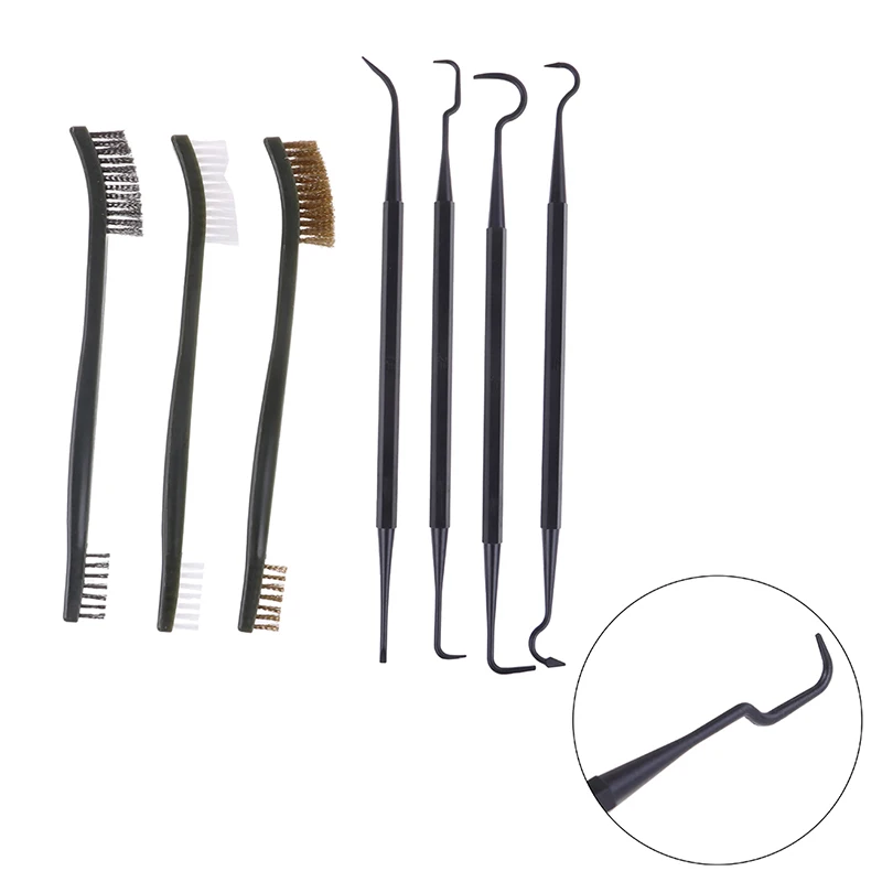 

3Pcs Steel Wire Brush/ 4Pcs Nylon Pick Set Universal Gun Hunting Cleaning Kit Tactical Rifle Gun Cleaning Tool