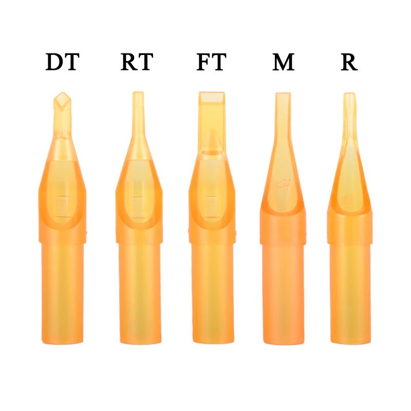 Насадки для тату-иглы 50 шт./кор. RT M FT R DT стерильные желтые пластиковые одноразовые