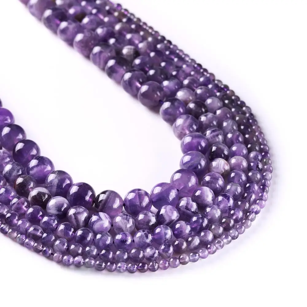 

Natural Light AMETHYST Gemstone Beads Smooth and Round Stone Beads,15 inches starand 4mm 6mm 8mm 10mm 12mm