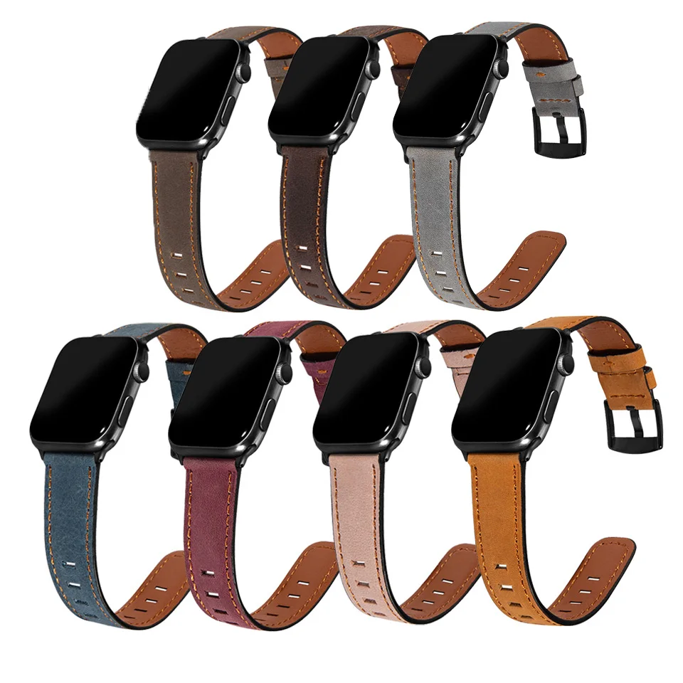 Ремешок кожаный для Apple Watch Band 44 мм браслет Iwatch 6 5 4 3 2 1 42 38 40 | Наручные часы