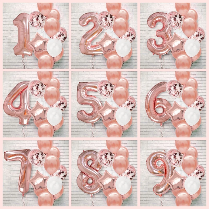 Латексные воздушные шары с цифрами из фольги 12 шт./компл. украшение для дня