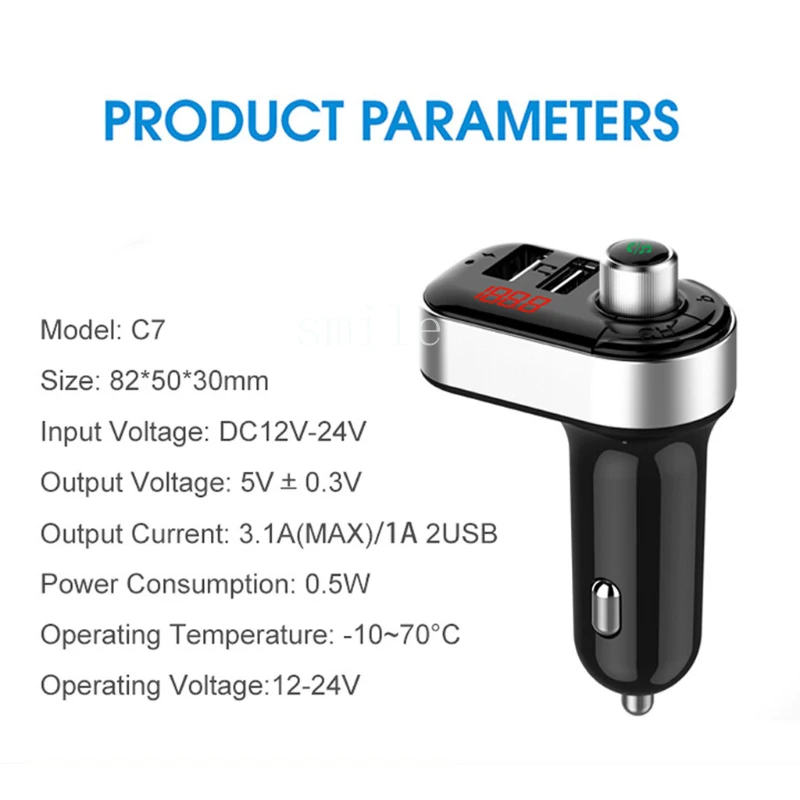 Автомобильный FM-передатчик Bluetooth 5 0 беспроводной аудиоприемник громкой связи