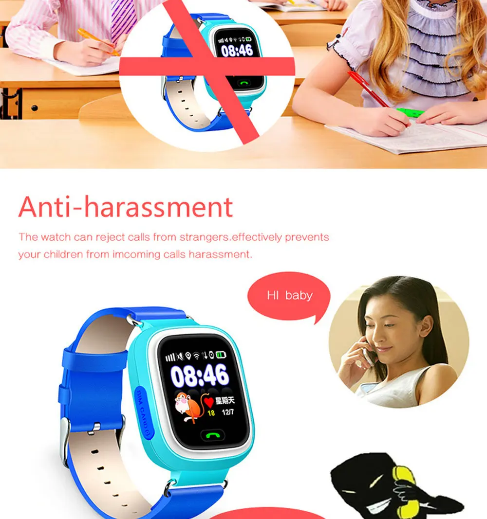 smart watch kids gps wifi Phone Position Kids Watch SOS 1.22inch Color Touch Screen Smart Baby Q90 Child gift | Электроника