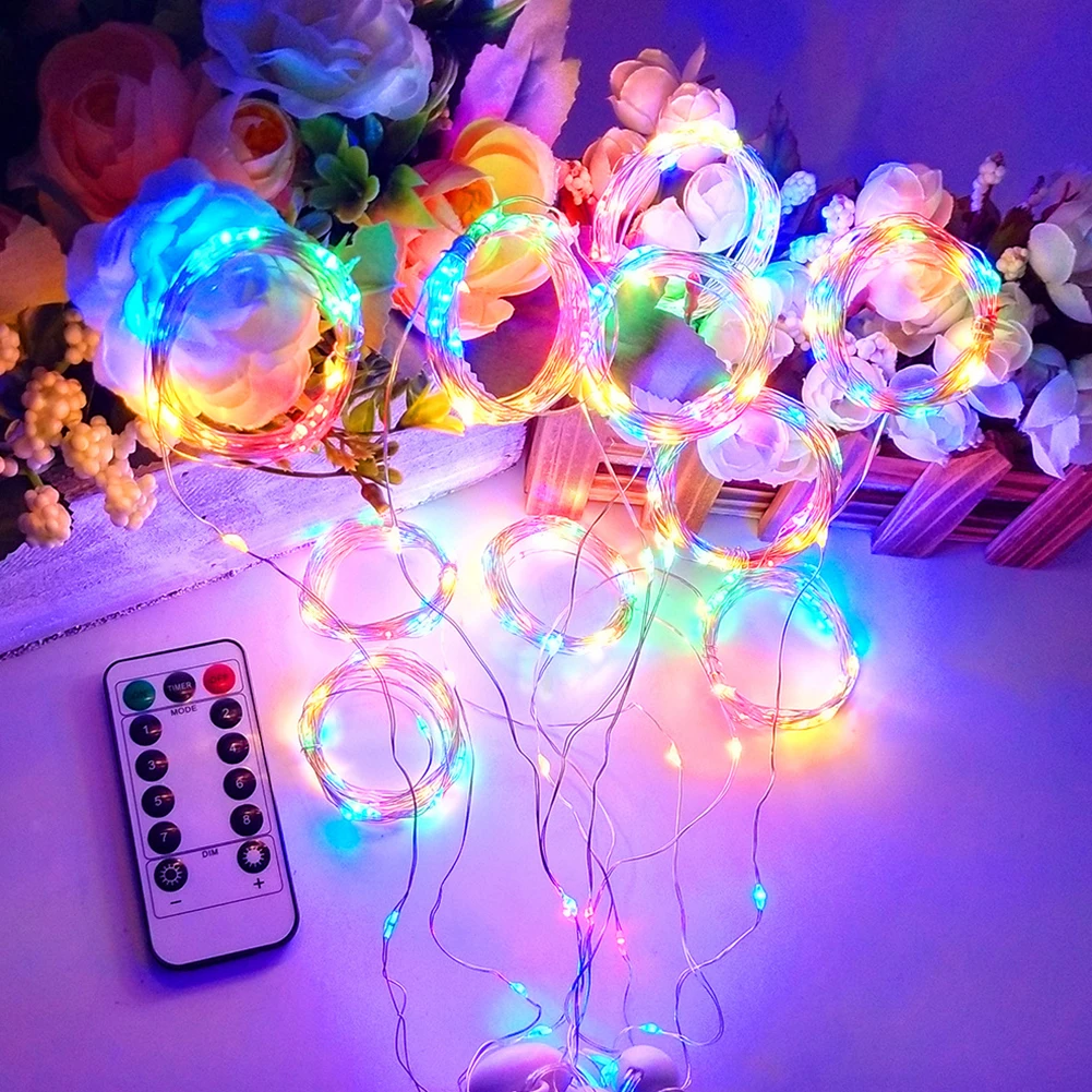 

Colorful LED Curtain Light Fairy Lamp String Window Wall Door Decor With Remote For Bedroom Birthday New Year Party Wedding