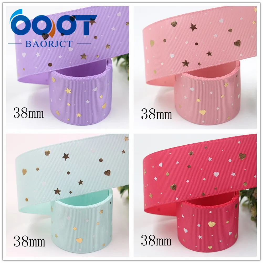 OOOT BAORJCT I-19916-2172, 38 мм, 5 ярдов Новые Флуоресцентные красочные печатные корсажные ленты, DIY головной убор ручной работы подарочная упаковка