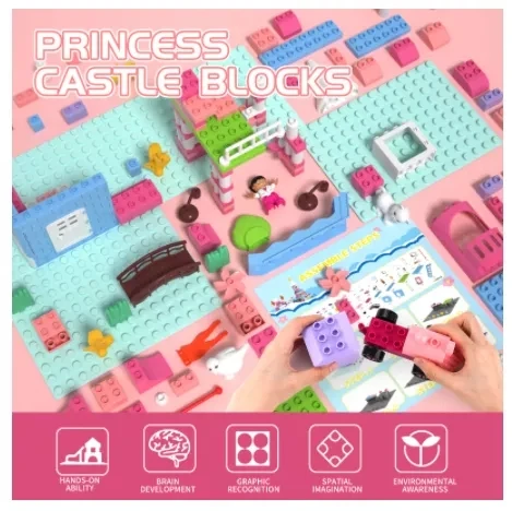 Замок принцессы розовый из кубиков игрушка сделай сам для девочек дом большого