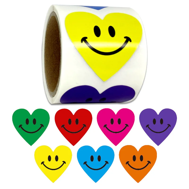 

3.8cm Smiley Face Sticker 100Pcs/roll for Kids Reward Sticker Yellow Dots Labels Happy Smile Face Expression Sticker Kids Toys