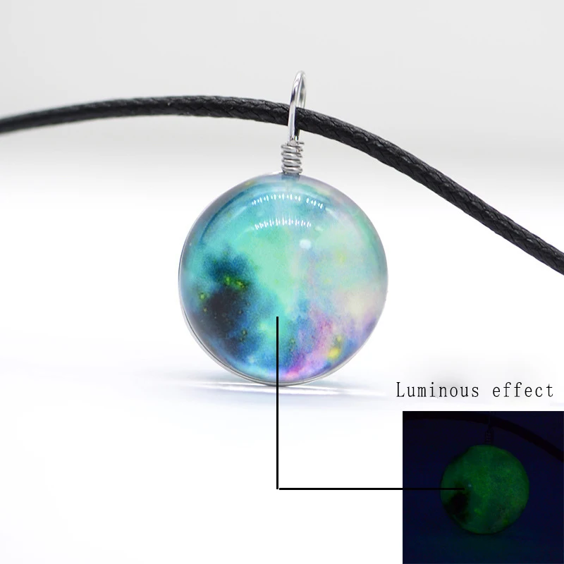 Цепочки и ожерелья Для мужчин женщин Звездная ночь светящиеся Стекло шары