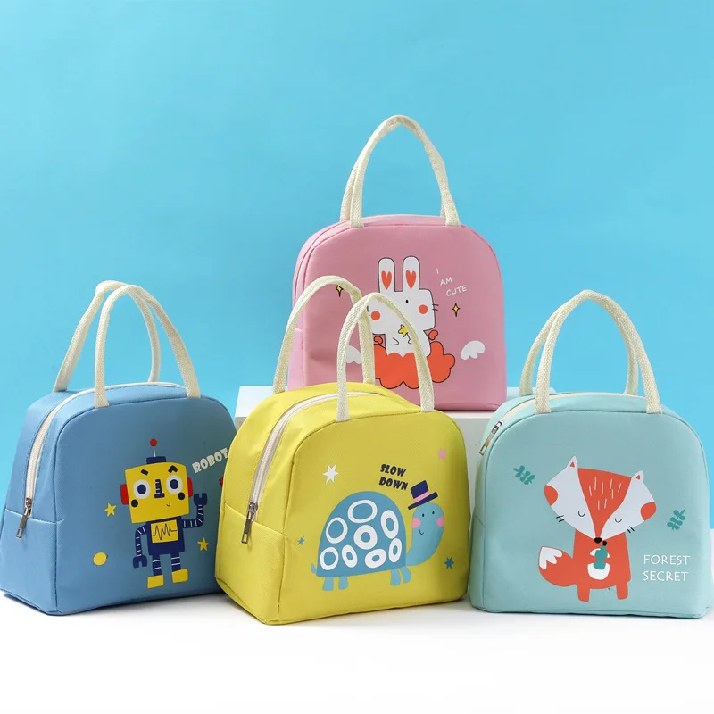 Bolsa de almuerzo con dibujos de animales para mujer y niño, bolsa térmica Oxford impermeable con