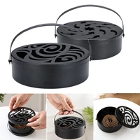 hollow out mosquito coil holder retro portable mosquito incense burner with handle wrought iron anti scald for home garden