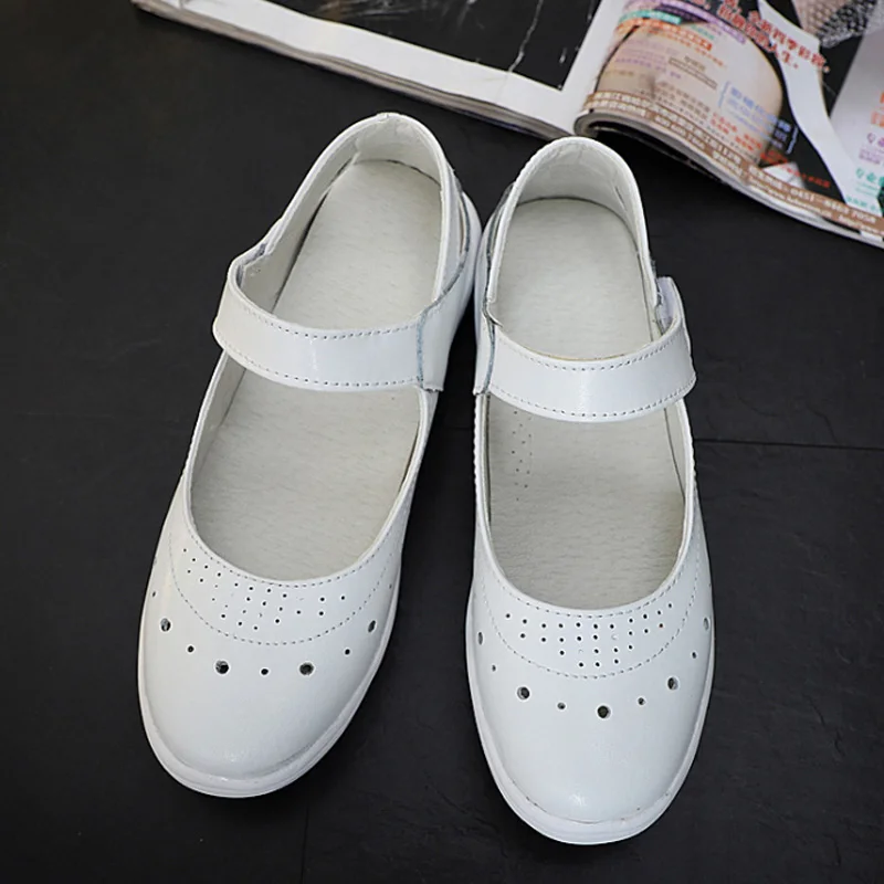 Туфли женские кожаные удобные плоская подошва Повседневная летняя обувь