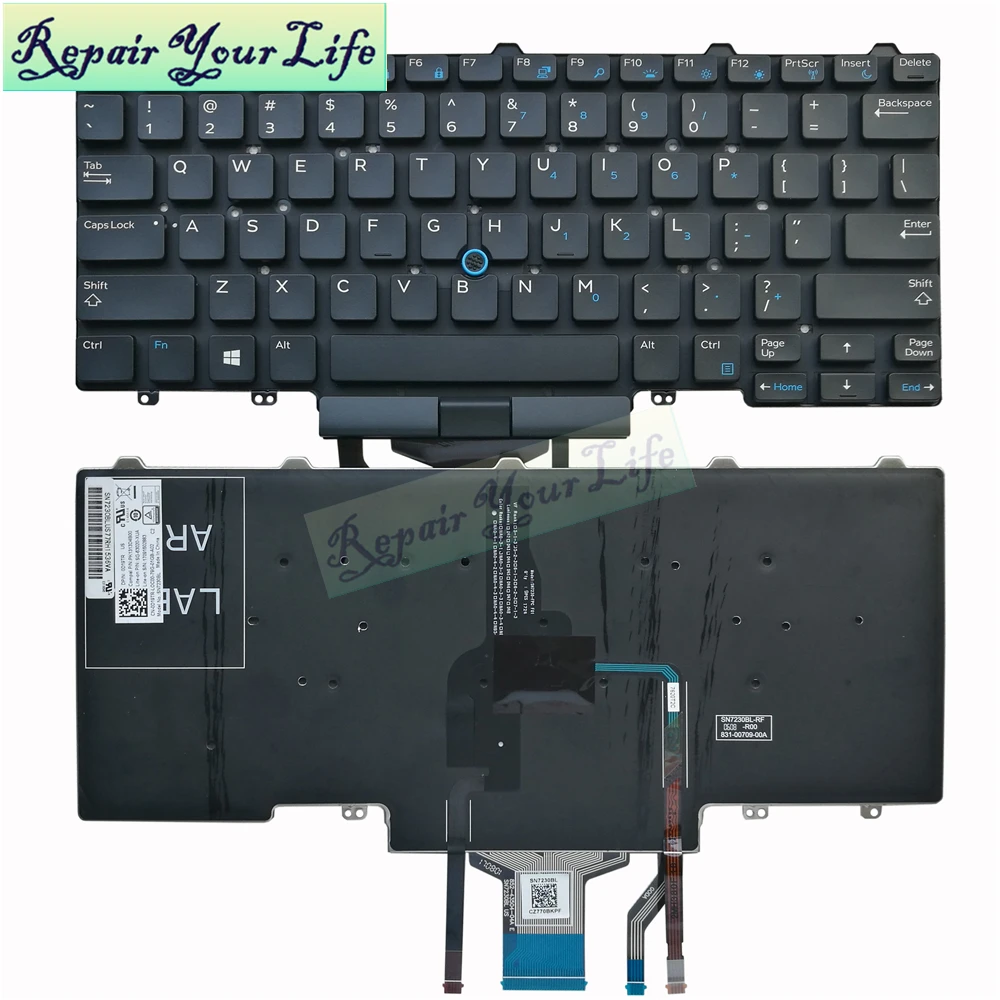 

New US Laptop Keyboard for Dell Latitude E5450 E7450 E7470 E5470 with Backlit Pointing 0D19TR D19TR Original