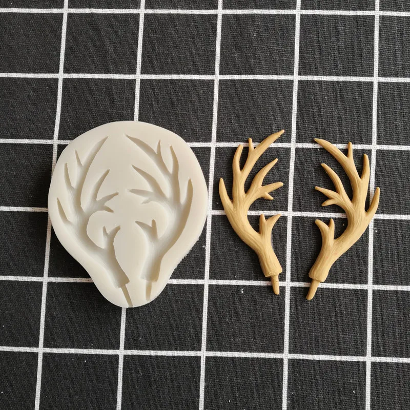 Новый 3D оленьи рога силиконовые помадные формы рождественские украшения торта