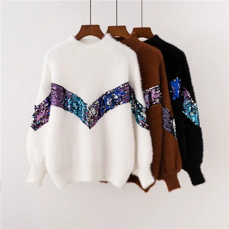 

Autumn and Winter New Pullover Sweater Women's Loose Short Half Turtleneck Sweater