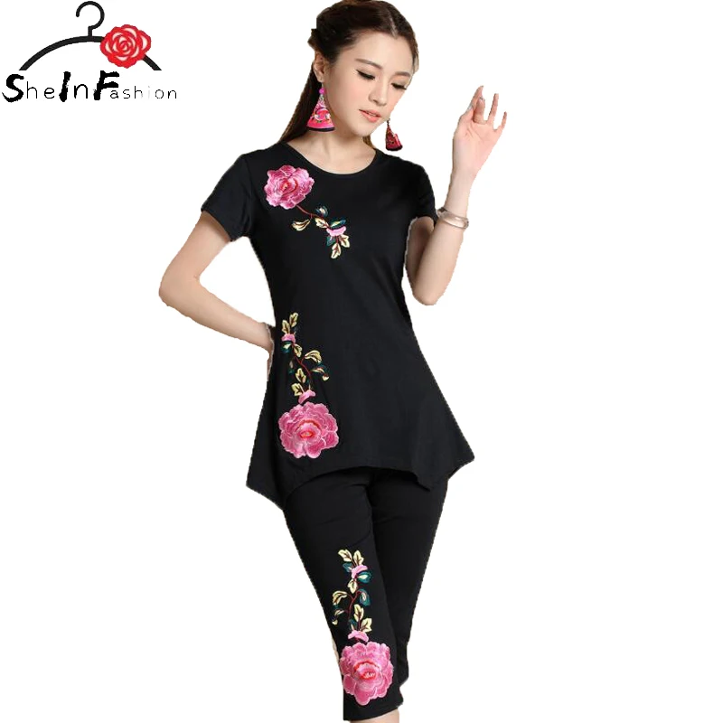 В этническом стиле и штаны комплект летней одежды модные женские кроссовки с