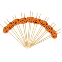 100pcs 12cm halloween pumpkin cocktail sticks toothpick fruit snack picks pumpkin ghost appetizer for party cake decorations
