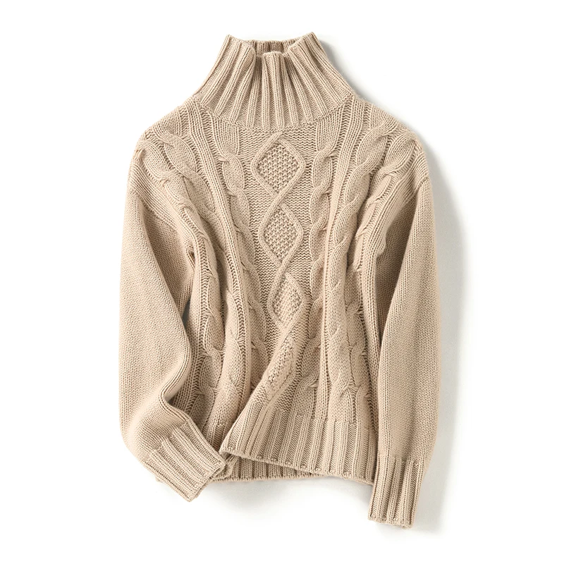 

Shuchan Thick 100% Cashmere Womens Knit Pullover Autumn Turtleneck Autumn Winter Free Shipping Items Clothes for Women
