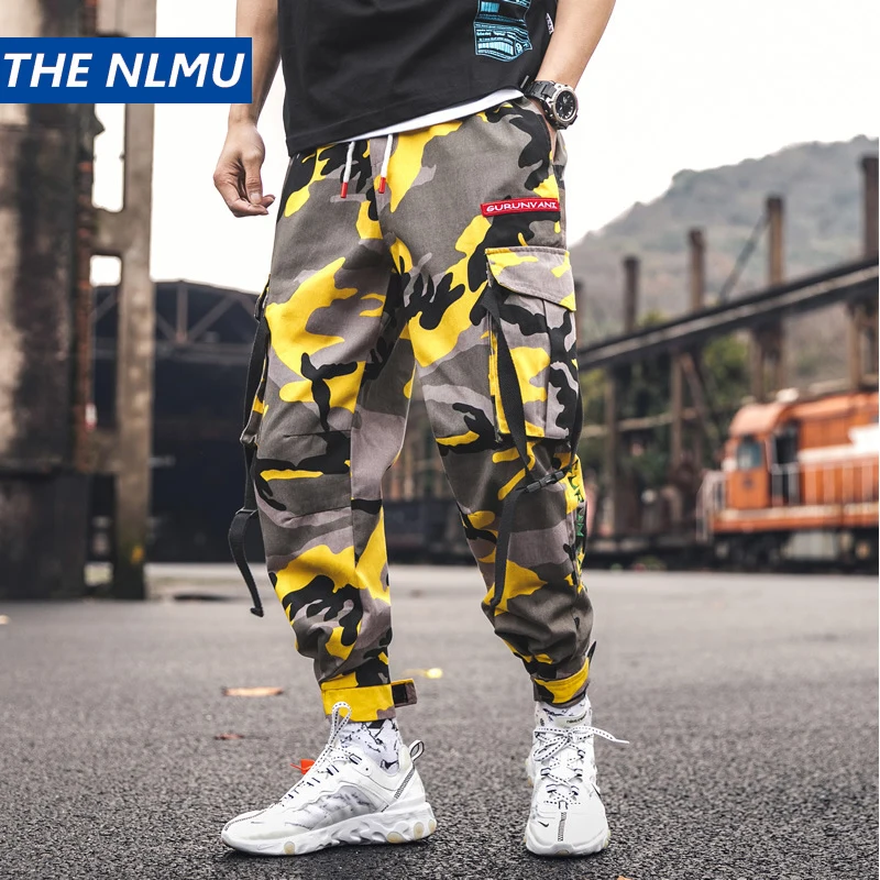 2019 мужские желтые камуфляжные брюки Уличная Брюки в стиле милитари Jogger Pant хип-хоп