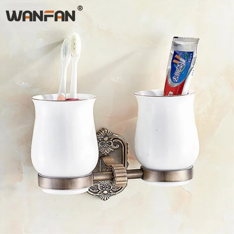 Классические Держатели для двойных чашек ванной комнаты держатель зубной щетки