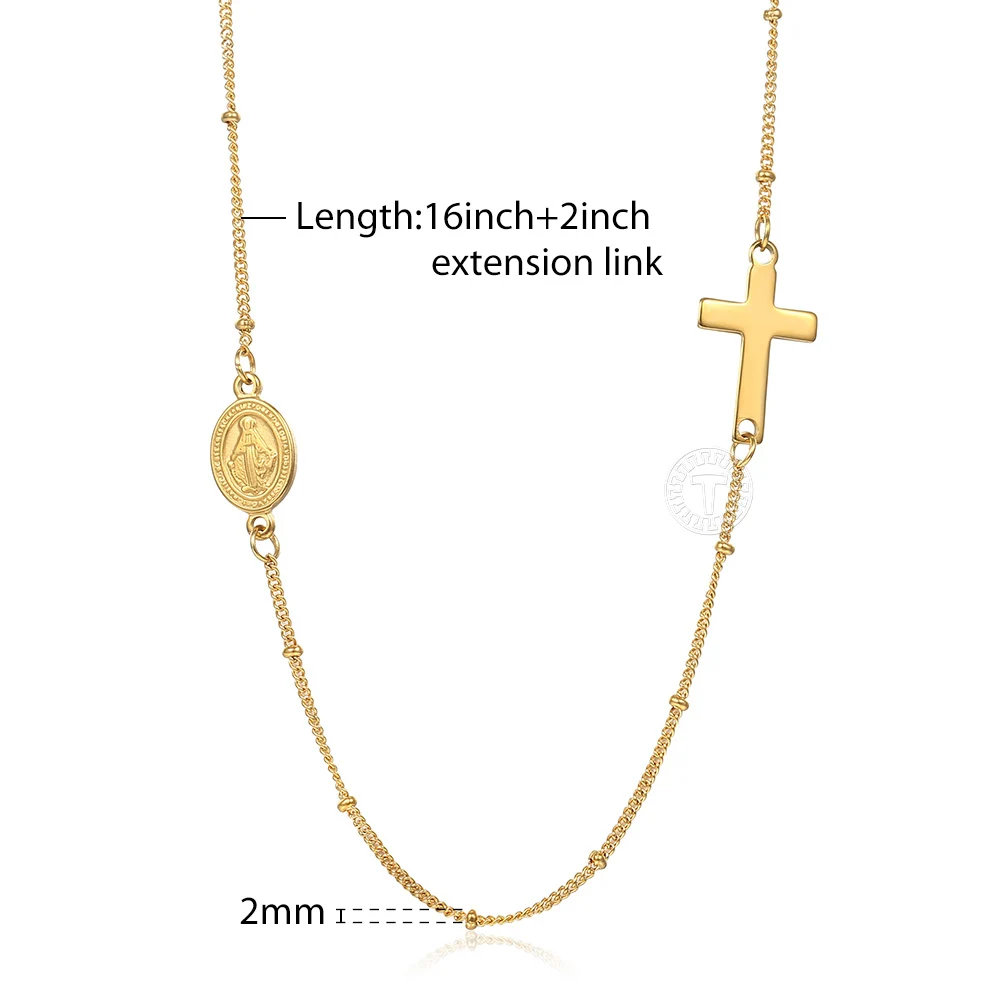 Крест Распятие Девы Марии кулон из бисера цепь колье нержавеющей стали Воротник