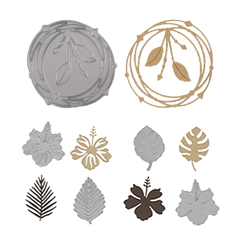 Различные листья круг металлический Трафаретный вырубной штамп Скрапбукинг для